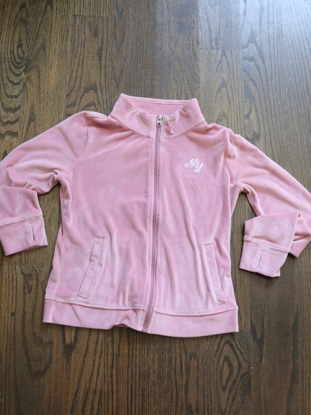 Abercrombie Girls Pink Logo Velour Full-Zip Sweatshirt Track Jacket Size 11/12